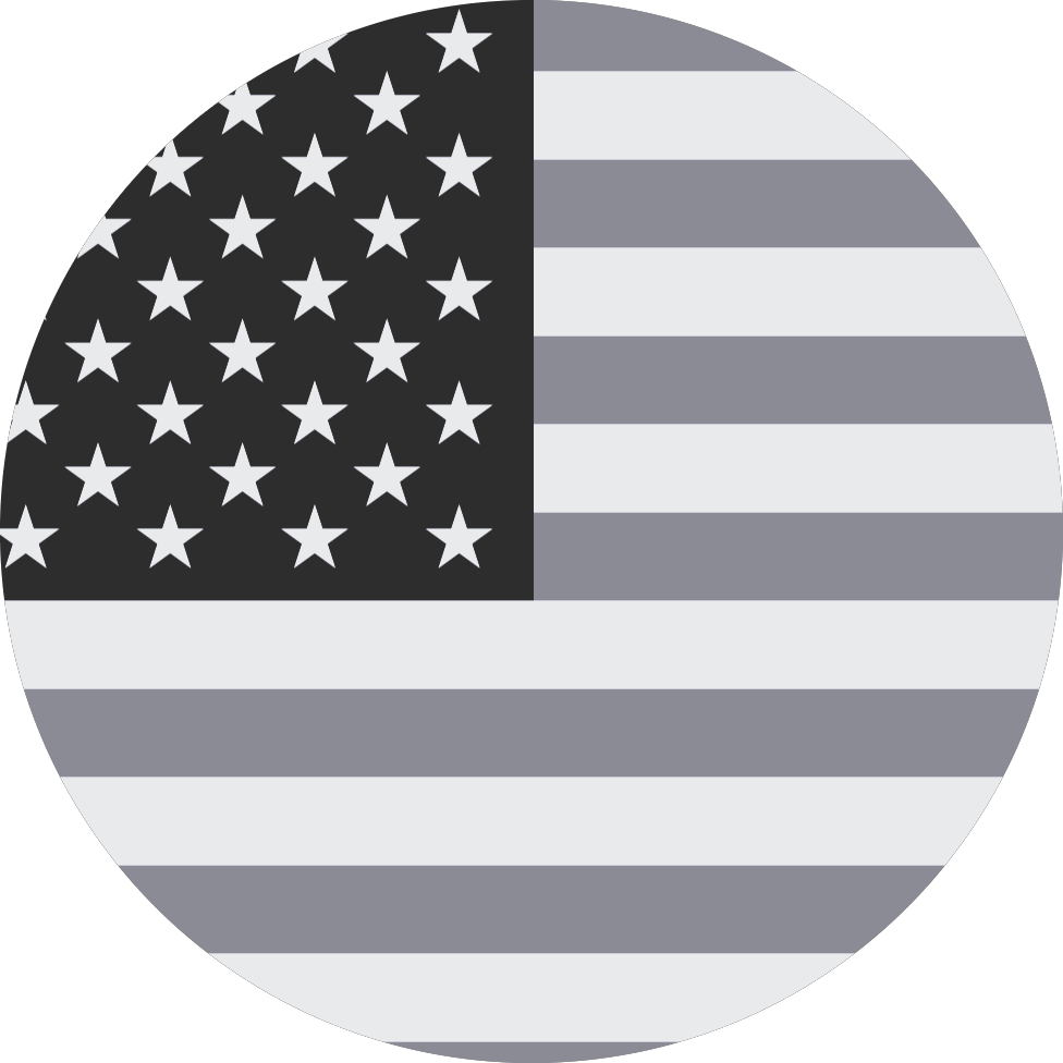Black and white circle crop of the American Flag